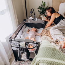 4-In-1 Portable Baby Play Yard with Changing Table for Newborn, Dark Grey