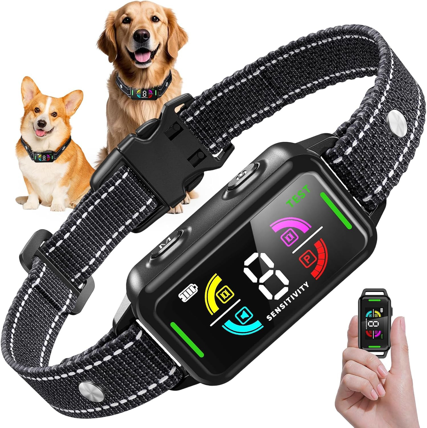 Collare Antiabbaio per Cani, Collare Addestramento Elettrico per Cane Taglia Gra