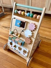 👶 Petite marche bébé en bois naturel polyvalent terre avec poussoir centre d'activités