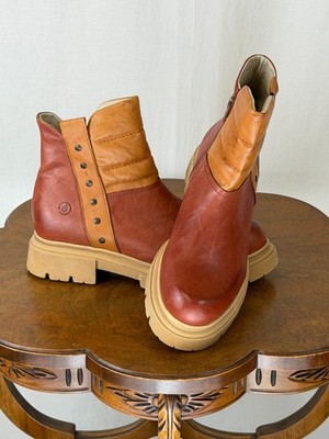 NIB Casta Xenia Rust Cognac Leather Two Tone Boot with Grommets #0281 EU 39