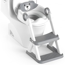 2-in-1 Potty Training Seat Toddler Toilet with Splash Guard  Anti-Slip Step