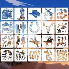 Western Cowboy Stencils for Crafts Reusable DIY 6X6 Inch,