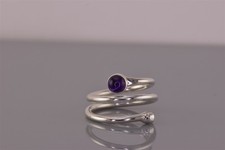 Sterling Silver Purple Amethyst Coiled Spring Band Ring 925 Sz: 6