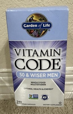 Garden of Life Vitamin Code 50 & Wiser Men 240 Veg Caps 60 Day Supply Exp 5/2026