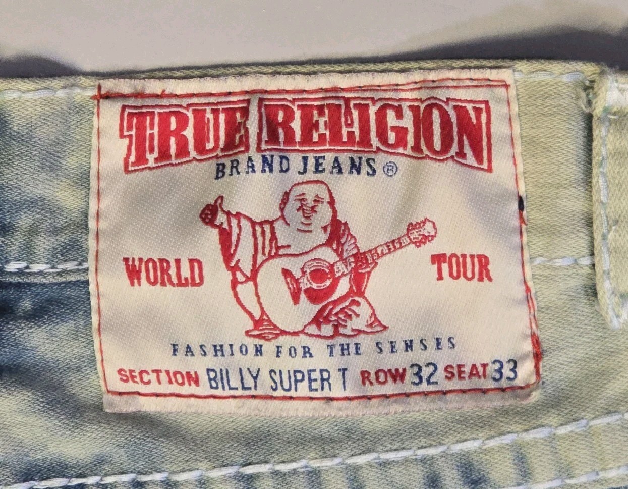 VTG TRUE RELIGION BILLY SUPER T Big Stitch Denim Jeans Mens Sz 32x32 Made in USA image 9
