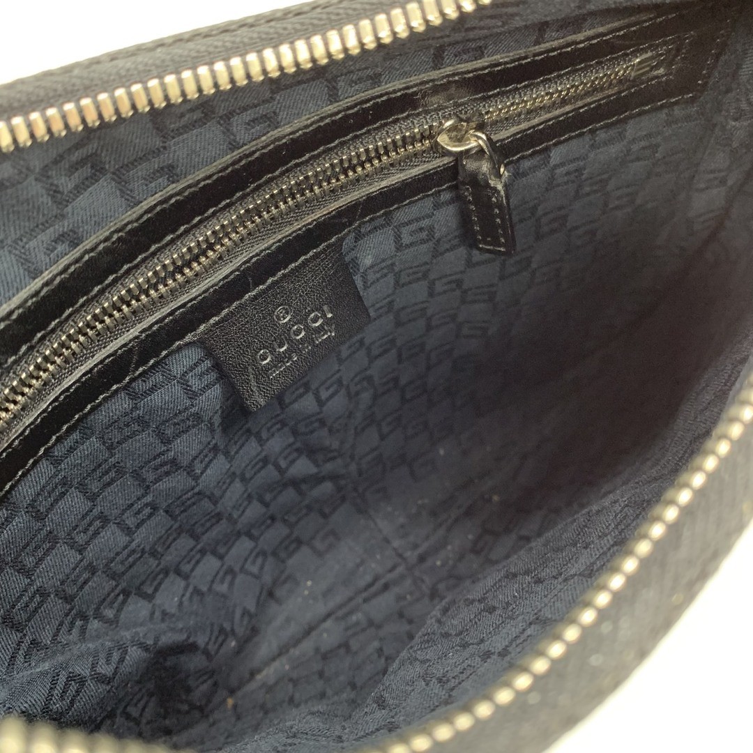 Gucci Interlocking Thin Canvas Leather Handbag Bl… - image 7