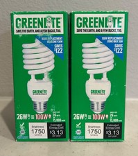 Greenlite Light Bulbs 26W 100W Energy Saver 5000K Daylight Lot of 2 bulbs