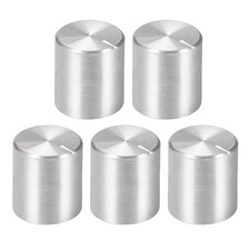 5pcs Potentiometer Knob Knurled Shaft Silver Tone Aluminum 6mm Shaft Dia 10x10mm