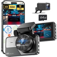 RENGAC Kamera 4K+2K Full HD Doppel-Dashcam für Autos, mit integriertem 5G WiF...