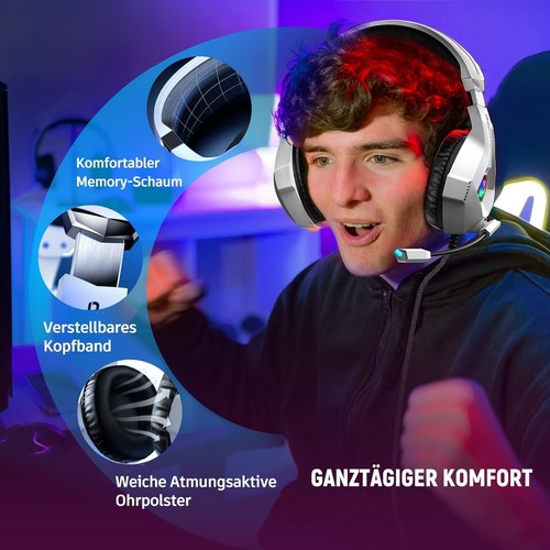Ozeino Gaming Headset für PS4 PS5 PC with 3D Surround Sound Headset mit Mikrofon - Bild 4 von 6