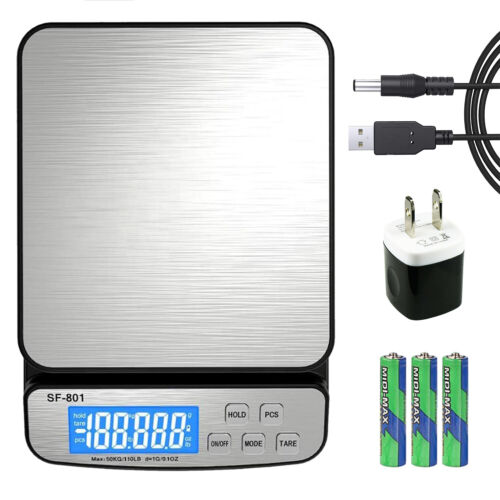 110 LB x 1g Digital Scale Postal Shipping Scale AC Adapter Battery SF-801 - Afbeelding 1 van 12