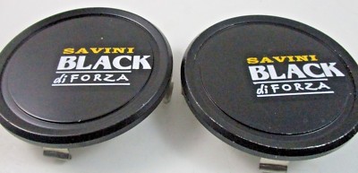 SAVINI BLACK DI FORZA CUSTOM WHEEL CENTER CAPS*       #C-SA02     (SET  OF 2)