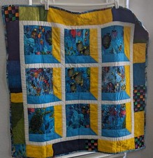 Hand crafted Baby Blanket Quilt Colorful Ocean Fish Sea Turtle