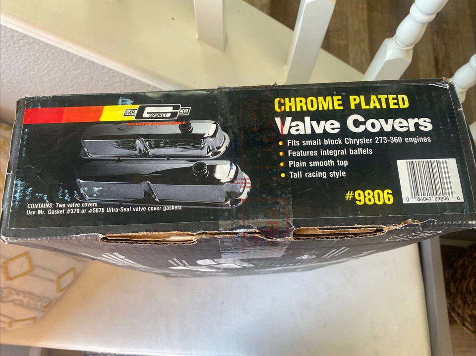 Cubiertas de válvula cromadas Mr.Gasket 9806 para 65-79 Chrysler 383-440 Big Block Foto 2 de 3