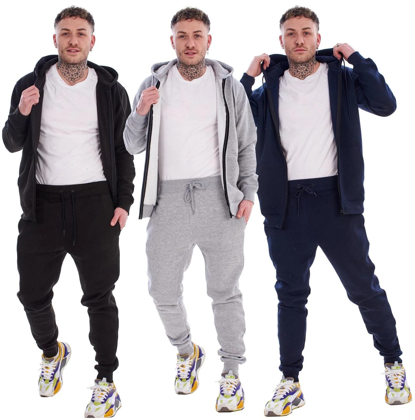 Men's Tracksuit Set Fleece Zip Hoodie & Joggers Gym Loungewear Sportswear