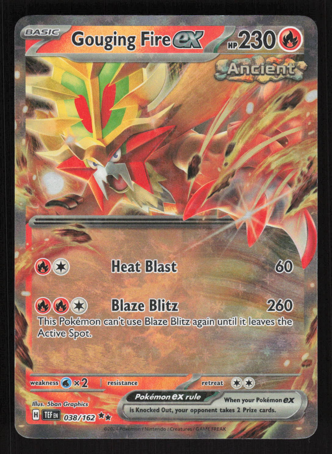 Pokemon SV05: Temporal Forces #38/162 Gouging Fire ex Holo Foil Card TCCCX A