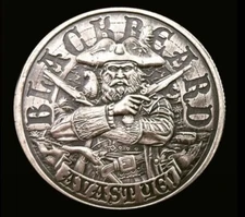ANTIQUE BLACKBEARD 1oz 999 FINE SILVER AVAST YE PIRATE SHIP QUEEN ANNE inCAPSULE