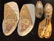 Vin Native American 1 Indian Maid  2 pair Children Moccasins w/top Beadwork