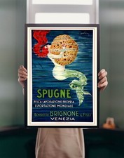 Spugne Brignone 1914 POSTER PRINT A5-A1 Vintage Italian Advert Bathroom Wall Art