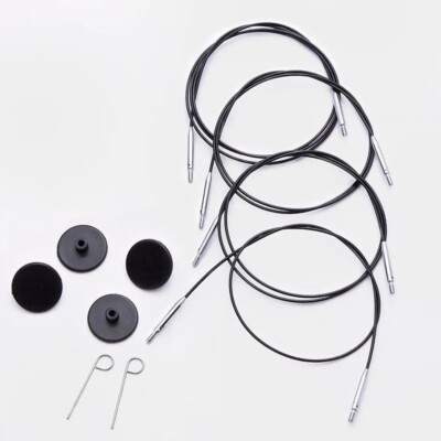 KnitPro Black Silver Fixed Interchangeable Cable- 16'' 20'' 24'' 32'' 40'' 47'' 60''