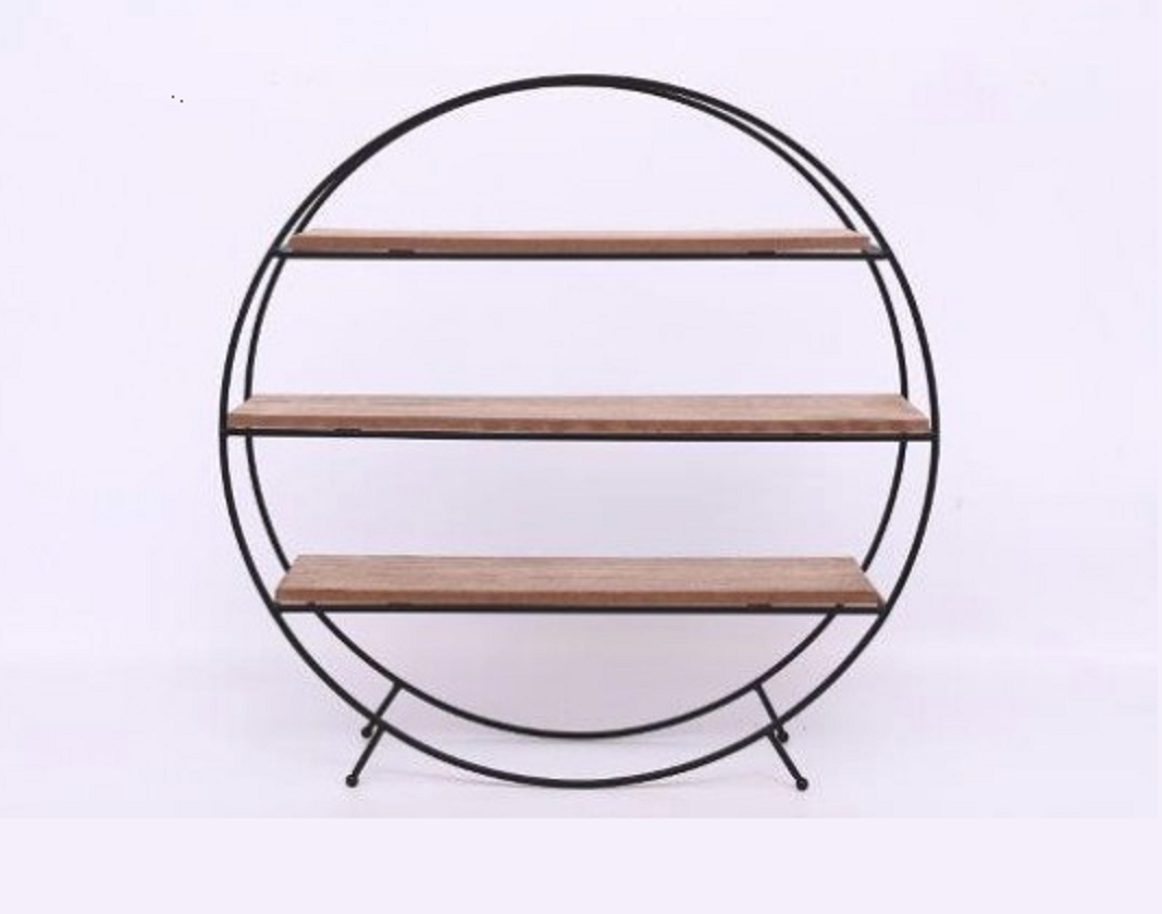Wall Unit Metal Wire Wood Industrial Style Shelf Rack Storage Display