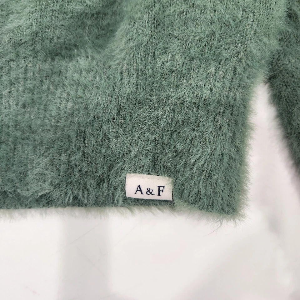 Abercrombie & Fitch Kids Sweater Green 13/14 Faux fur Mock Neck Pullover - Image 3 of 4