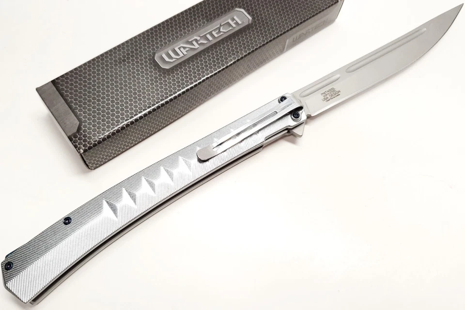 Manual Ball Bearing Pocket Knife Flipper Blade Deep Carry Clip Gray 13" X Large - Image 2 of 4