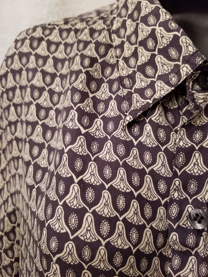 Bruno Mens Shirt Size XL X Large Black Tan Silk - Image 3 of 4