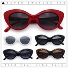 Womens Retro Rounded Thick Plastic Cat Eye Sunglasses
