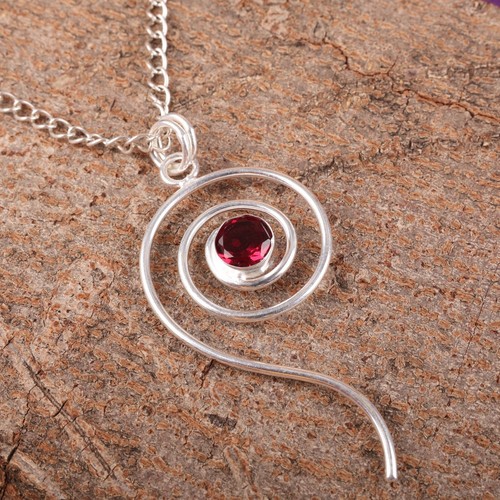 925 Silver Natural Pink Rubellite Engagement Sister Birthday Handcrafted Pendant