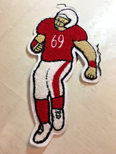 Football Player Sew on Patch, 11", 69, Red  White