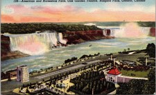 American Horseshoe Falls Oak Garden Theatre Niagara Ontario Canada Postcard UNP