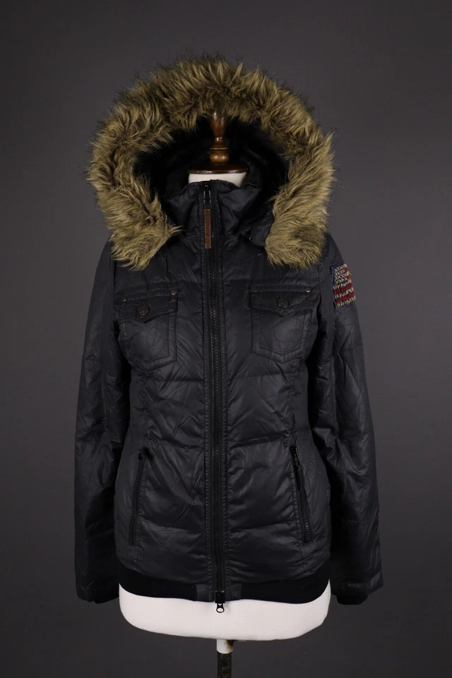 Chaqueta TRUE RELIGION Negra Multibolsillo Cremallera Completa Con Capucha Plumón de Pato Talla XS Foto 2 de 4