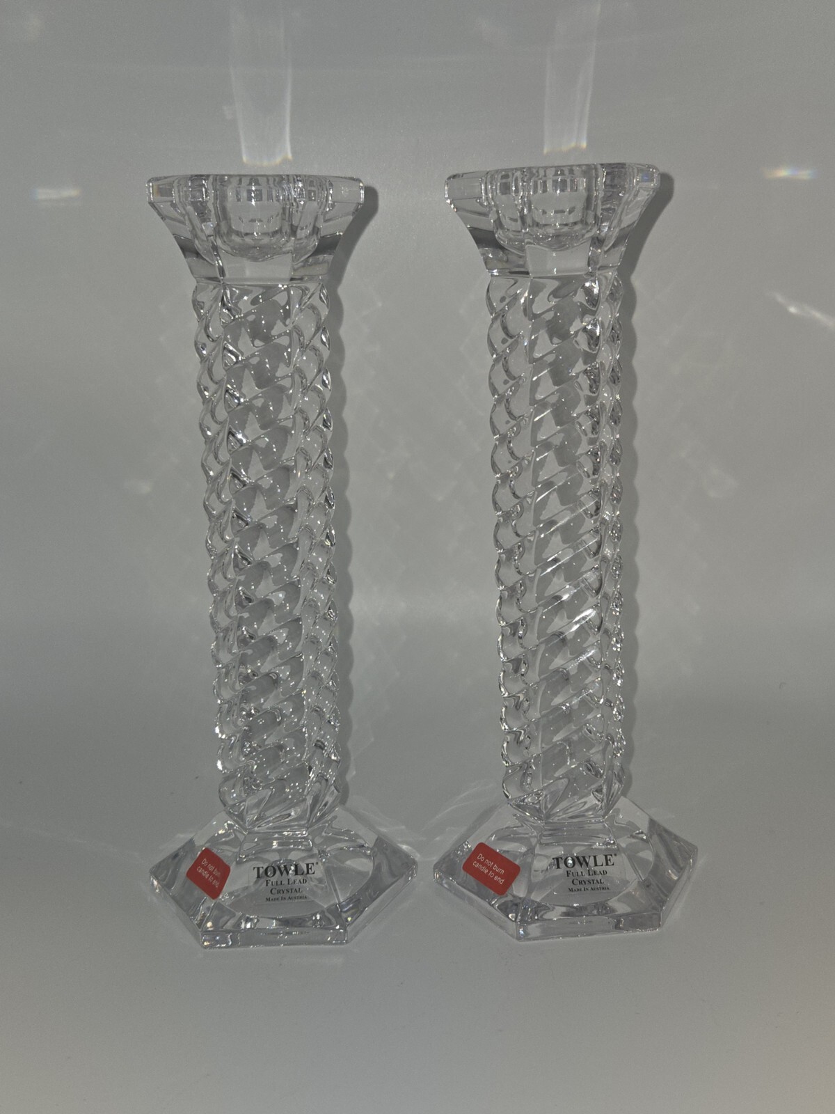 TOWLE Leaded Crystal Candlesticks Holder Set 8”