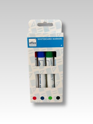 Whiteboard Marker 4er Set   Schwarz, Blau, Rot, Grün - abwischbar