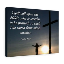  Psalm 18:3 Worthy Bible Verse Canvas Christian Wall Art Ready t