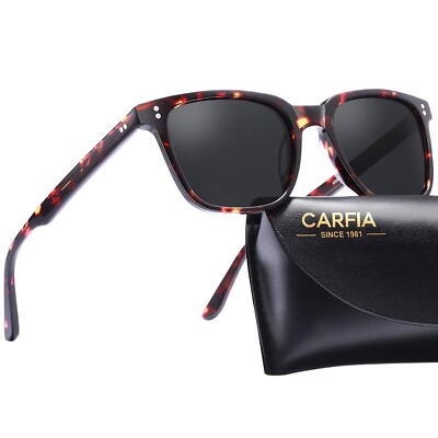 CARFIA Acetate Polarized Sunglasses for Women CARFIA Double Bridge Small Balck Acetate Sunglasses for  main image 4