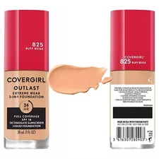 COVERGIRL Outlast Extreme Wear 3 In 1 Foundation 825 BUFF BEIGE, (1-Count)