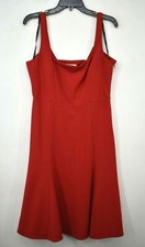 Calvin Klein Womens Red Solid Square Neck Sleeveless Fit & Flare Dress 10 $134