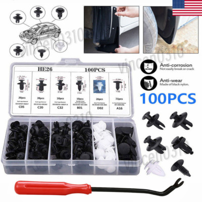 100PCS Box Set Bumper Fender Liner Push Type Retainer Clips for Nissan w/Tool