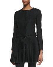 NWT 100 AUTH Red Valentino Wool Coat w/Accordion-Pleated Hem Sz 46/US 08 995