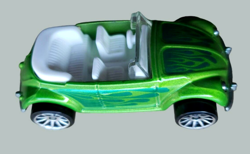 2007 Hot Wheels VOLKSWAGEN BEETLE CONVERTIBLE Green Mystery Cars LOOSE Diecast - Picture 11 of 12