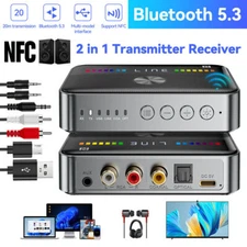 Bluetooth 5.3 NFC Wireless Audio Transmitter Receiver HiFi Music Adapter AUX RCA