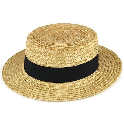 Chapeau Canotier Marin Skimmer Noir Bande Hawkins Été Soleil Casquette - Photo 1/4