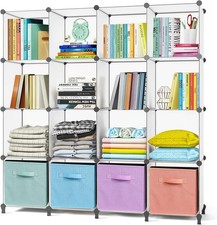 AWTATOS Bookcase 16 Cube Storage Unit Bookshelf Cube Storage DIY Cube Unit