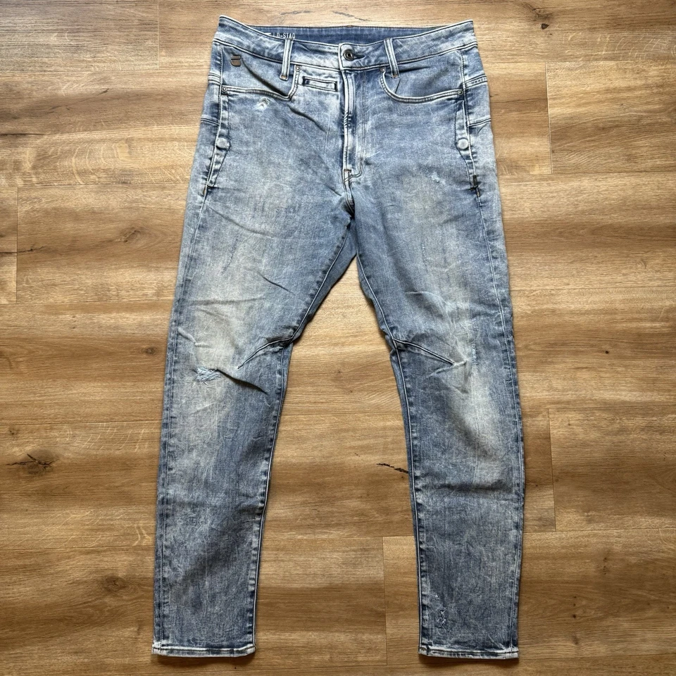 G Star RAW Jeans Men 31x28 Blue D-Staq 3D Skinny Stretch Acid Wash Modern Street - Image 2 of 4