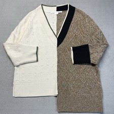 Veronica Beard Gava Colorblock Sweater Size Medium Merino Wool Read