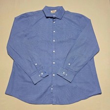Original Penguin Men Heritage SlimFit Blue Fish Print Button Up Shirt 17.5 36/37