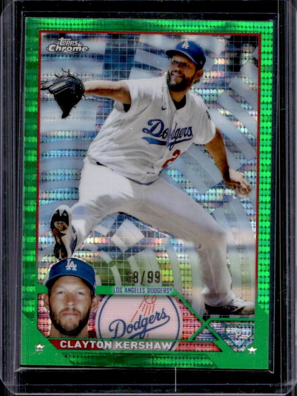 2023 Topps Chrome Clayton Kershaw Green Sonar Refractor #/99 Dodgers