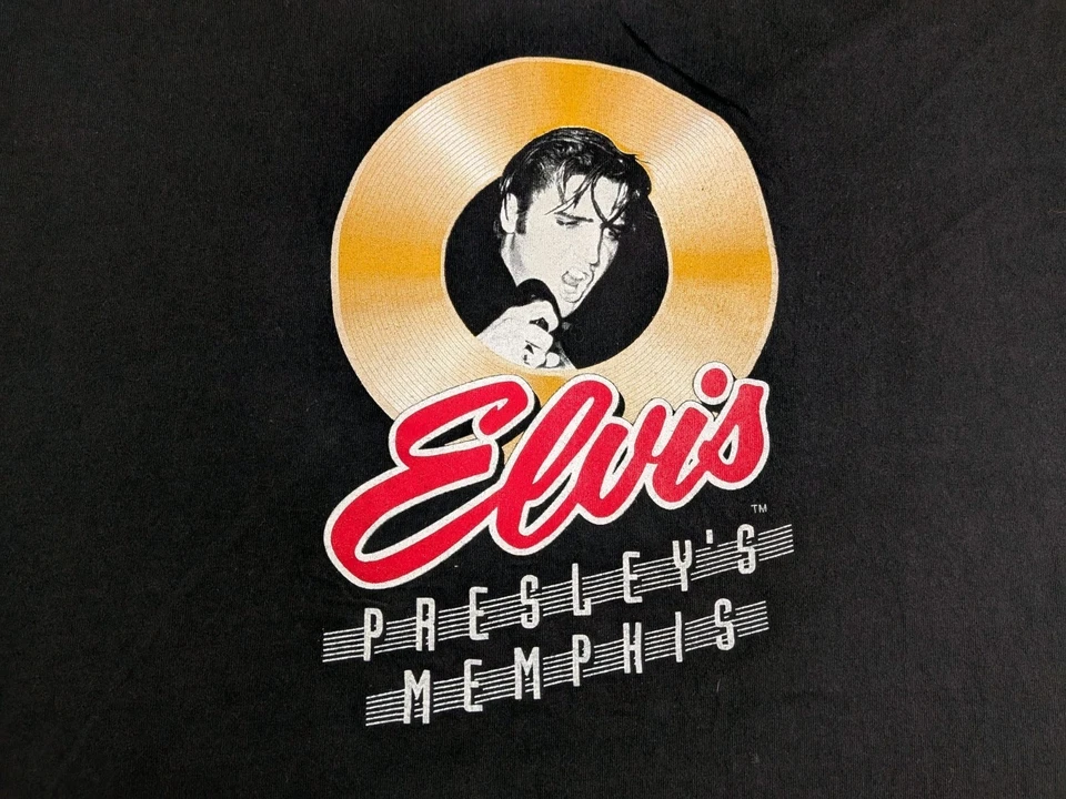 Camisa De Colección Elvis Presleys Memphis Para Hombres Extra Grande Negra Gráfica Hecha en EE. UU. Foto 3 de 4
